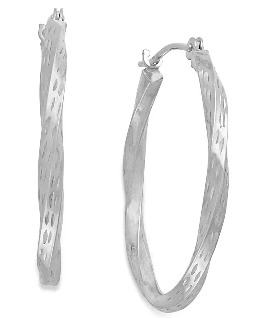 商品Macy's|Diamond-Cut Hoop Earrings in 10k White Gold,价格¥795,第1张图片