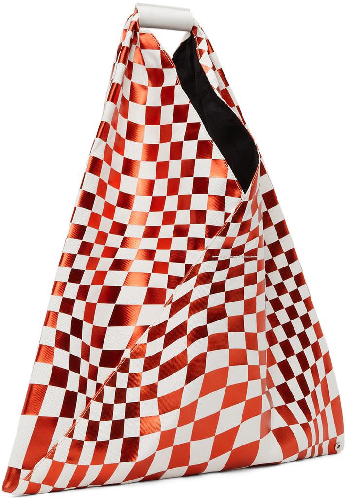 Red & White Distorted Check Triangle Tote商品第3张图片规格展示