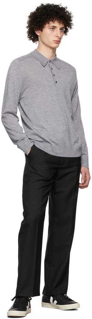 Grey Wool Long Sleeve Polo商品第4张图片规格展示