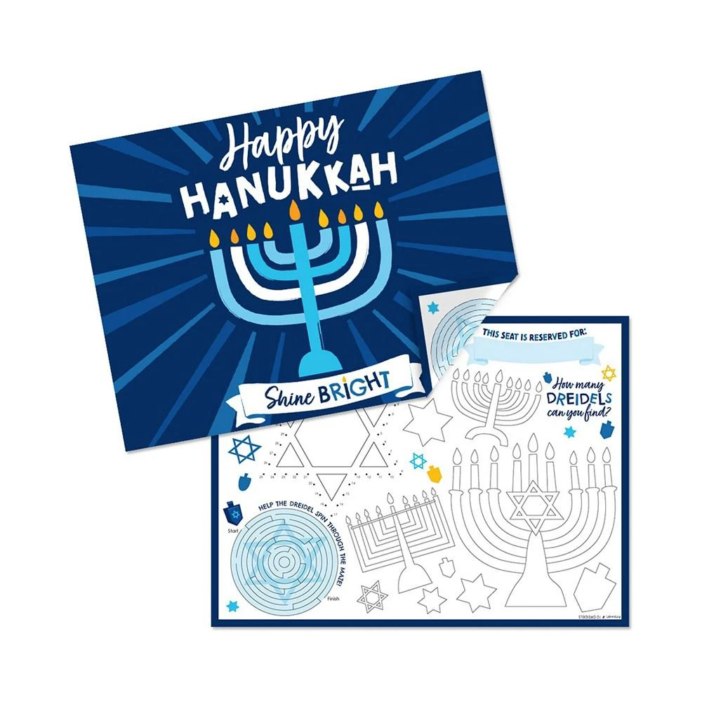 商品Big Dot of Happiness|Hanukkah Menorah Chanukah Holiday Party Coloring Sheets Activity Placemats 16 Ct,价格¥157,第1张图片