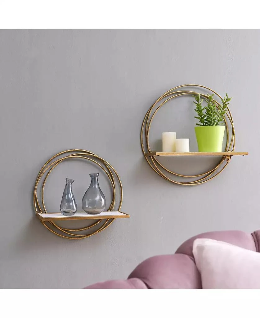 商品Danya B|Golden-Tone Rings Floating Wall Shelves, Set of 2,价格¥337,第2张图片详细描述