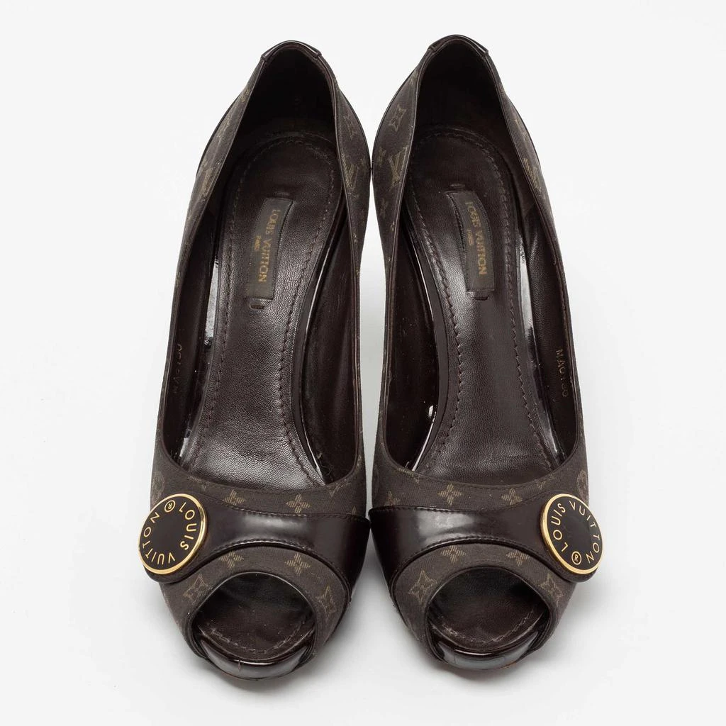商品[二手商品] Louis Vuitton|Louis Vuitton Dark Brown Monogram Canvas and Patent Leather Judy Peep-Toe Pumps Size 37,价格¥2038,第3张图片详细描述