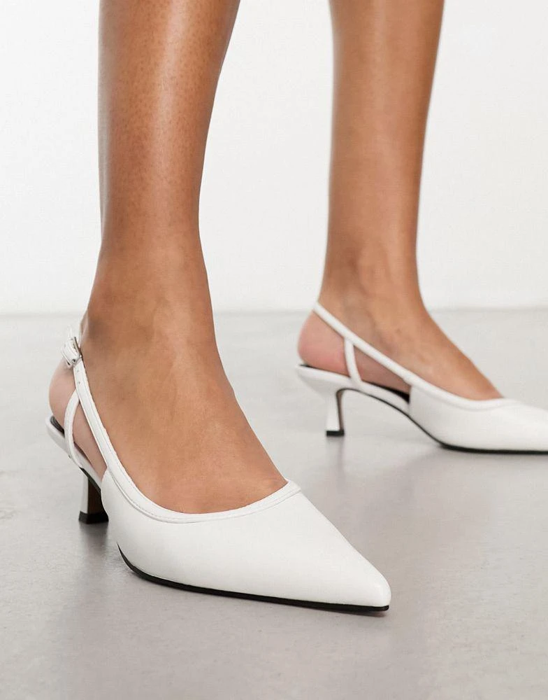 商品ASOS|ASOS DESIGN Strut slingback mid heeled shoes in white,价格¥274,第4张图片详细描述
