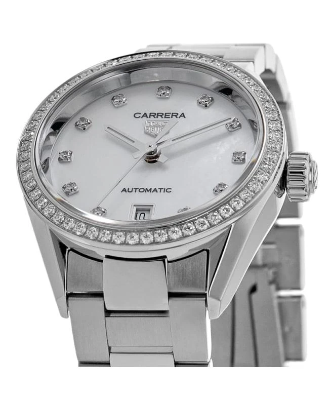 商品TAG Heuer|Tag Heuer Carrera Automatic Mother of Pearl Diamond Bezel Steel Women's Watch WBN2414.BA0621,价格¥36979,第2张图片详细描述