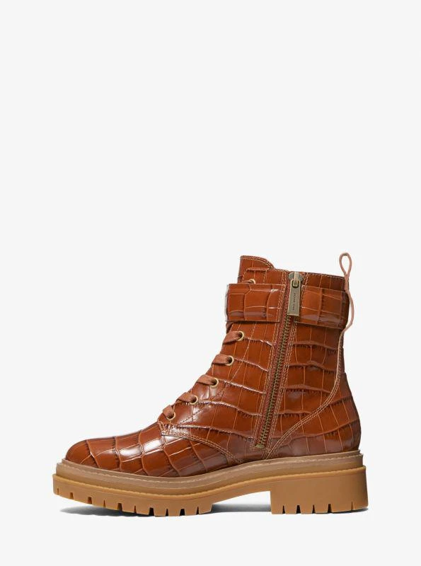 商品Michael Kors|Stark Crocodile Embossed Leather Combat Boot,价格¥333,第3张图片详细描述