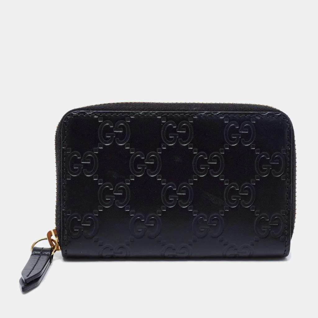 商品[二手商品] Gucci|Gucci Black Guccissima Leather Zip Around Card Case,价格¥2124,第1张图片