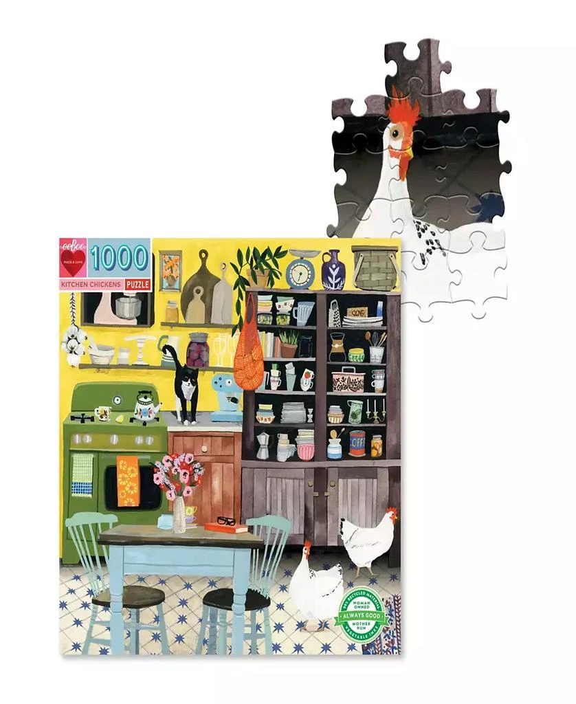 商品Eeboo|Piece Love Kitchen Chickens 1000 Piece Square Adult Jigsaw Puzzle Set,价格¥148,第4张图片详细描述