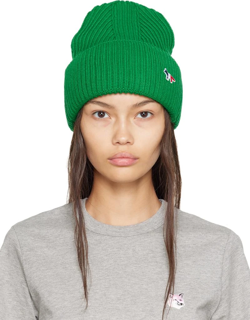 商品Maison Kitsune|Green Tricolor Fox Beanie,价格¥489,第1张图片