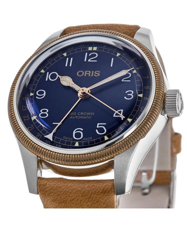 商品Oris|Oris Big Crown Pointer Date Blue Dial Leather  Unisex Watch 01 754 7749 4365-07 5 17 66,价格¥11527,第3张图片详细描述