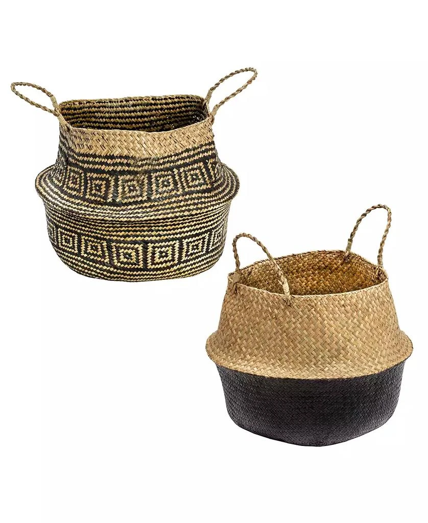 商品Honey Can Do|Set of 2 Folding Seagrass Belly Baskets,价格¥886,第1张图片