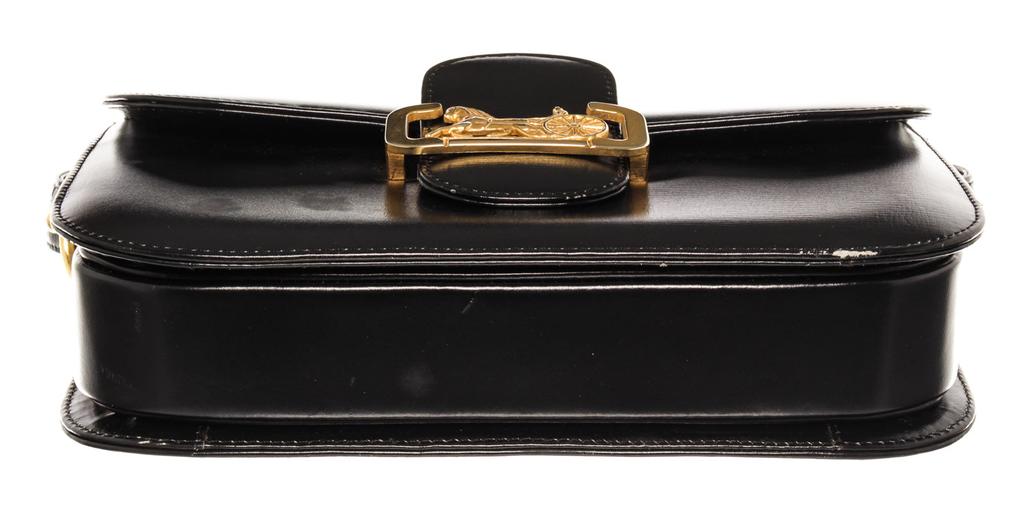 Celine Vintage Black Leather Horse Carriage Box Shoulder Bag商品第4张图片规格展示