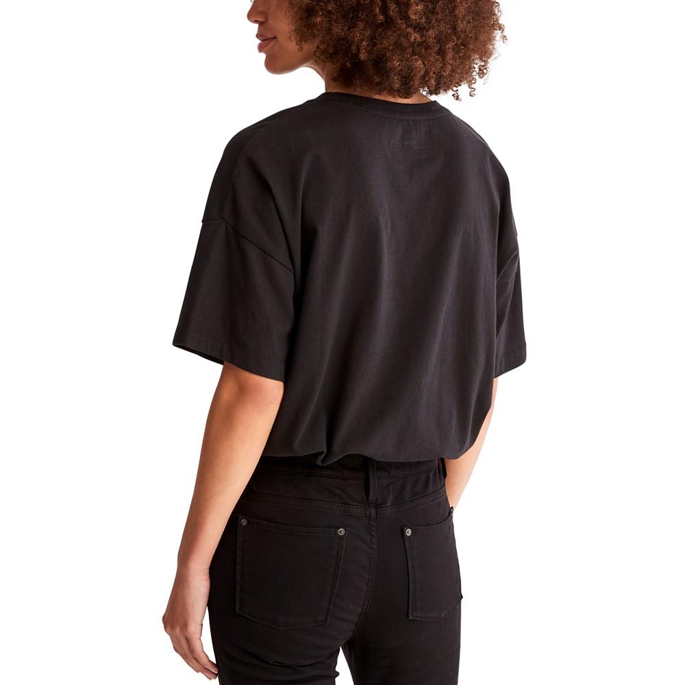Women's Drawstring-Hem Cropped T-Shirt商品第2张图片规格展示