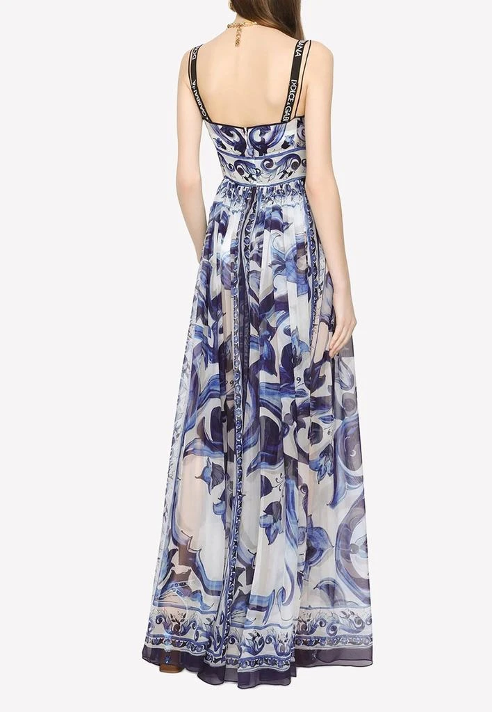 商品Dolce & Gabbana|Majolica Print Chiffon Maxi Dress,价格¥26630,第2张图片详细描述