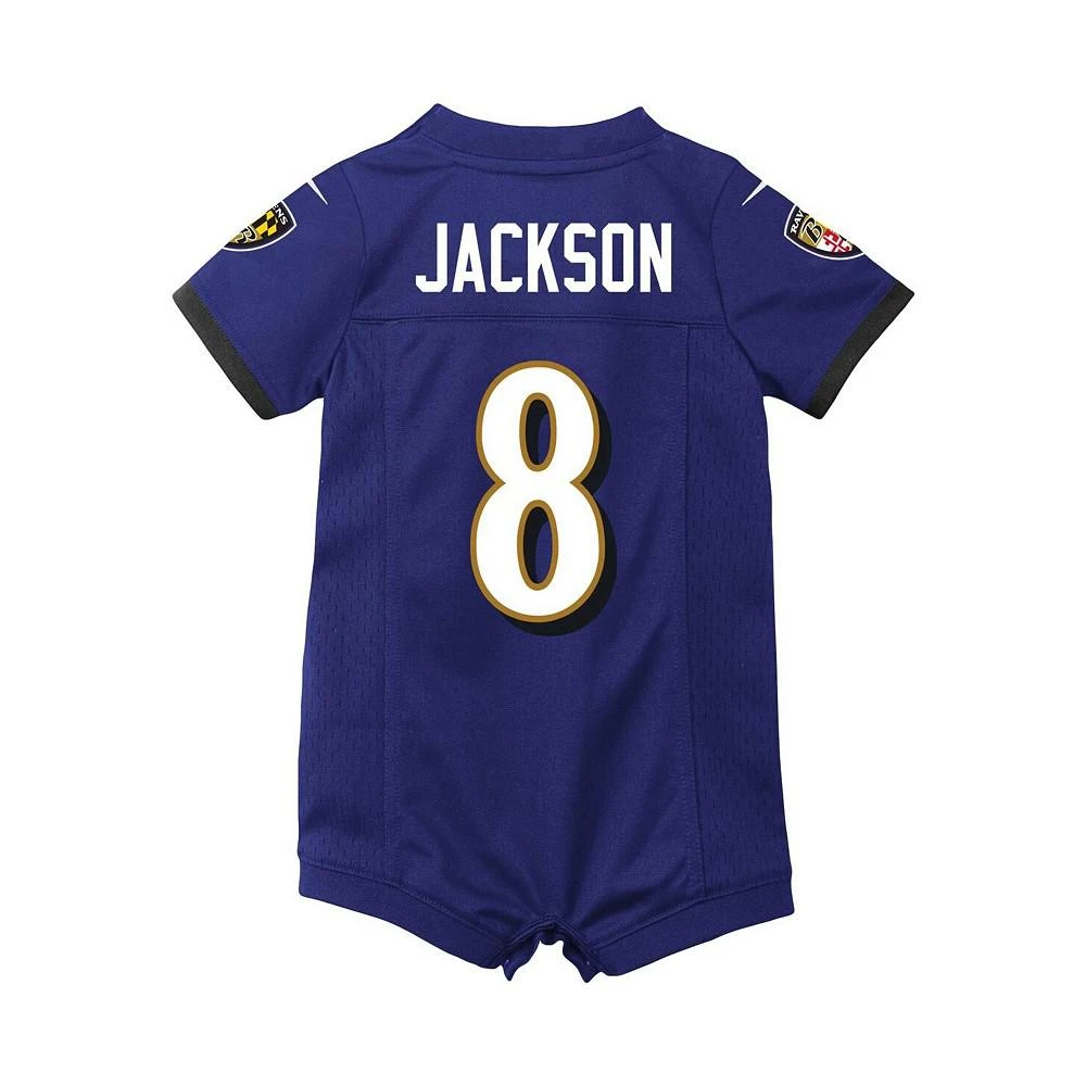 商品NIKE|Boys and Girls Newborn and Infant Lamar Jackson Purple Baltimore Ravens Romper Jersey,价格¥271,第2张图片详细描述