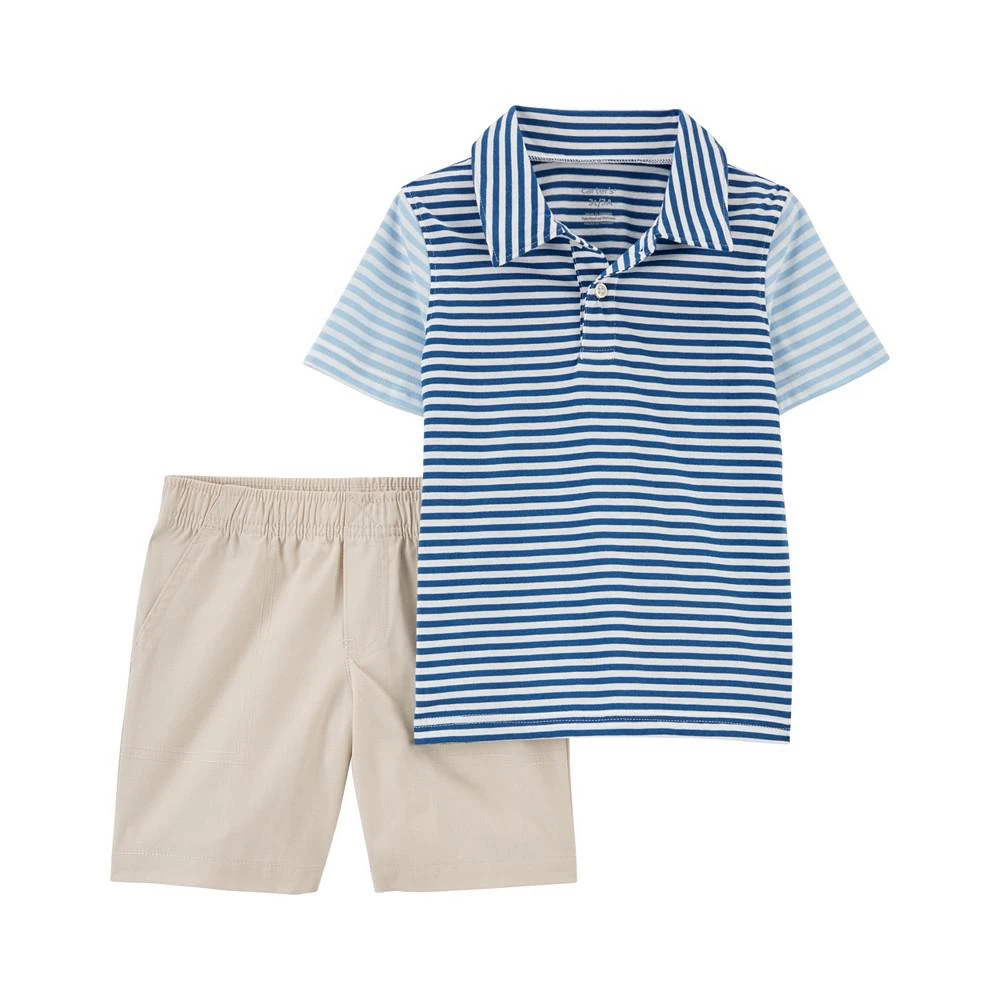 商品Carter's|Toddler Boys Striped Polo Shirt and Shorts, 2 Piece Set,价格¥85,第1张图片