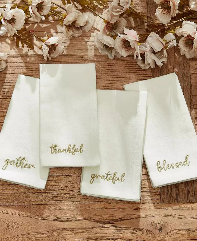 商品Elrene|Harvest Sentiment Embroidered Napkins, Set of 4,价格¥419,第1张图片