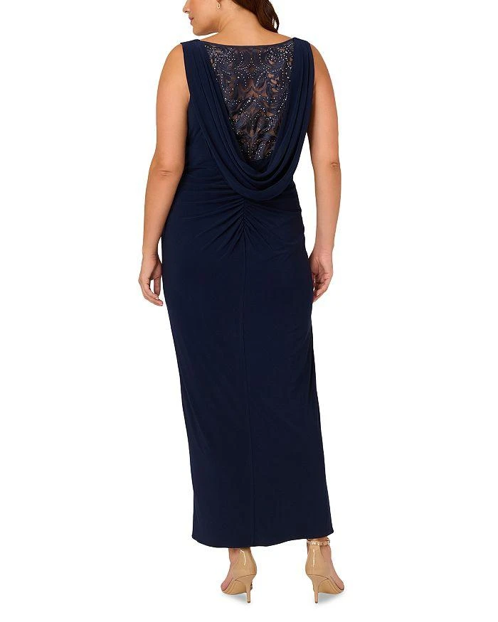 商品Adrianna Papell Plus|Embellished Cowl Back Lace & Jersey Gown ,价格¥491,第3张图片详细描述