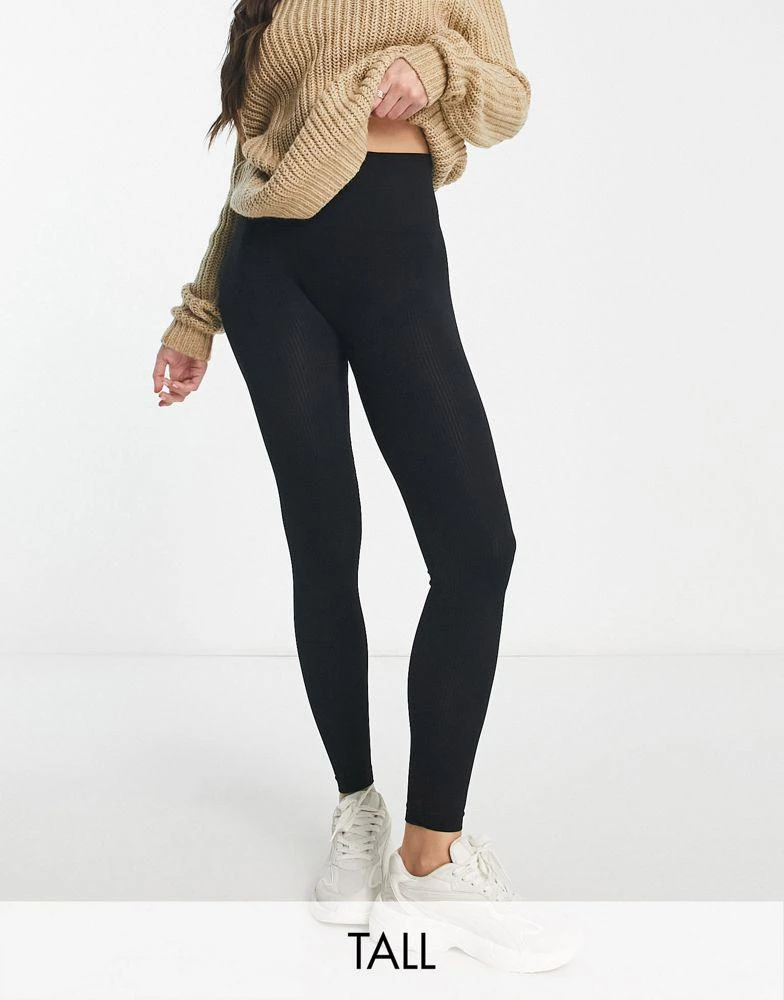 商品Stradivarius|Stradivarius Tall seamless ribbed leggings in black,价格¥93,第1张图片