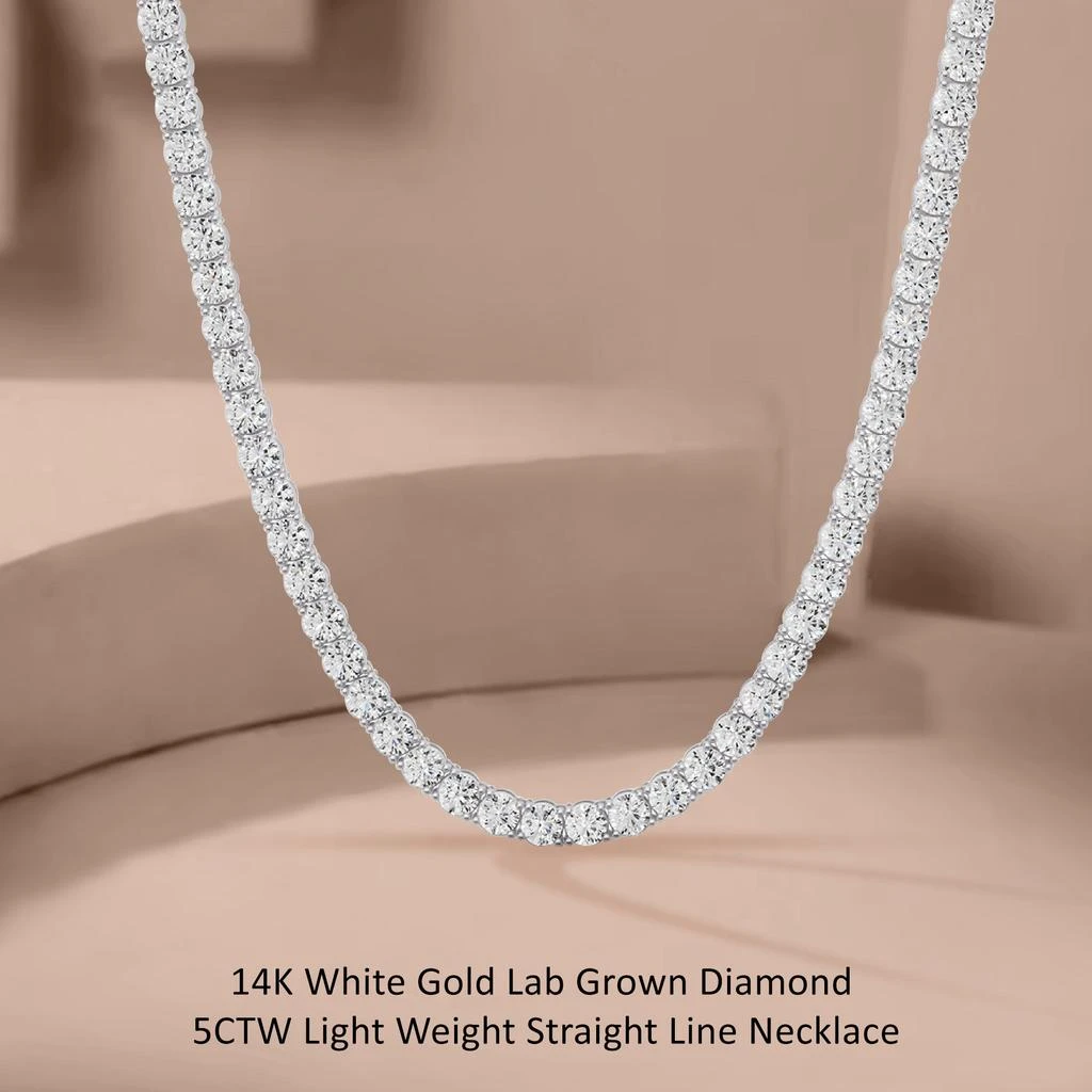 商品Diamond2Deal|14K Gold 5CTW Lab Grown Diamond Straight Line Tennis Necklace 18" 5 Ct,价格¥27264,第3张图片详细描述