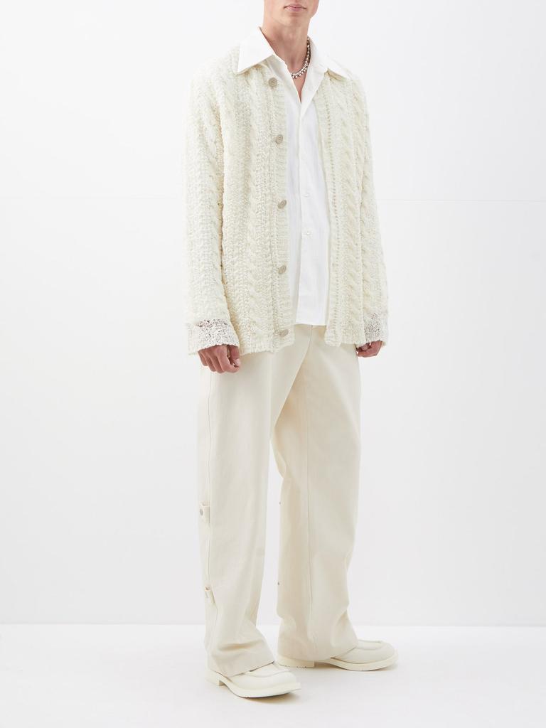 Big cable-knit merino-blend cardigan商品第2张图片规格展示