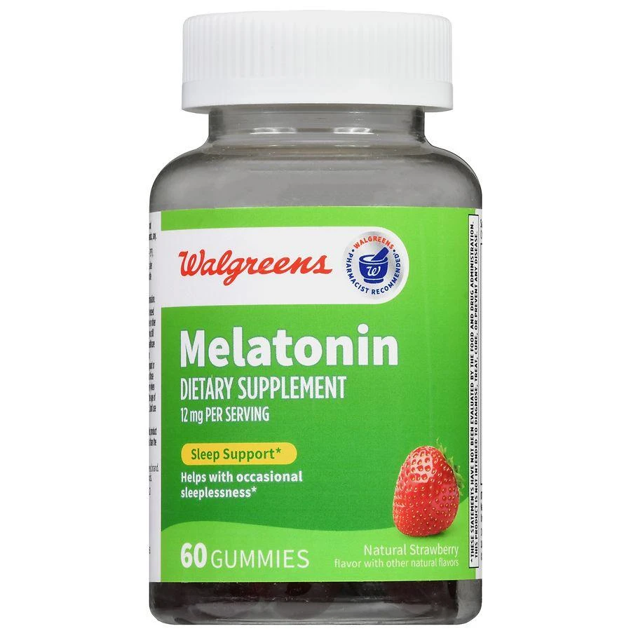 商品Walgreens|Melatonin 12 mg Gummies (30 days) Natural Strawberry,价格¥112,第2张图片详细描述
