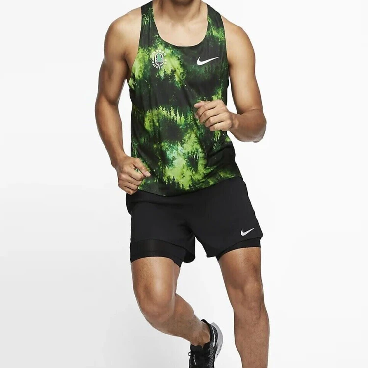 商品[国内直发] NIKE|[预售3天]Logo印花圆领运动跑步无袖吊带背心 男款 绿色,价格¥856,第5张图片详细描述