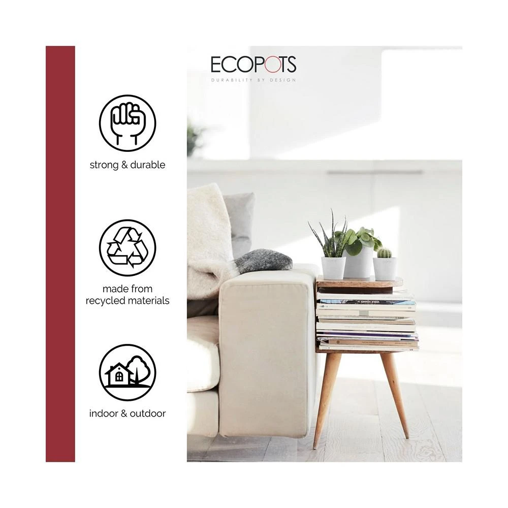 商品ECOPOTS|Amsterdam Round Plastic Flower Pot, Pure White, 5",价格¥104,第2张图片详细描述