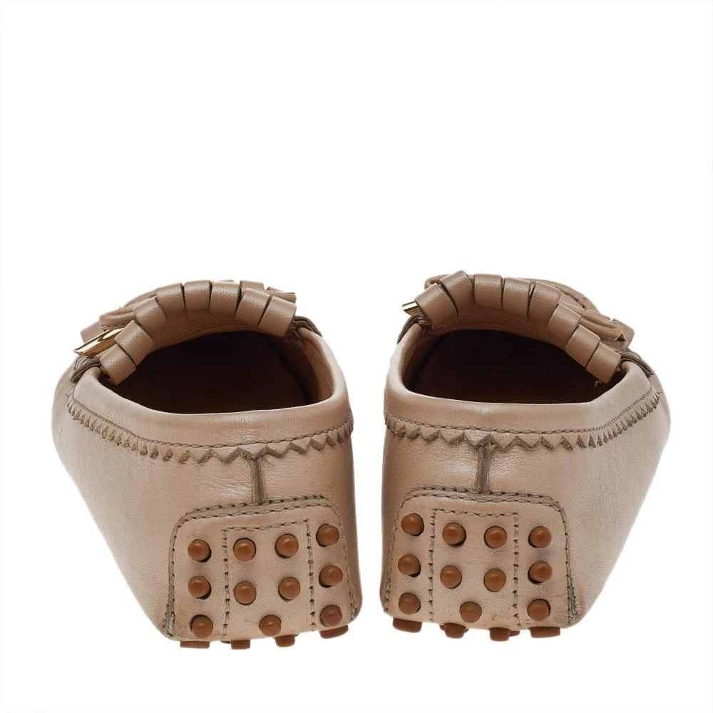 商品[二手商品] Tod's|Tod's Beige Leather Fringe Slip on Loafers Size 36.5,价格¥1005,第5张图片�详细描述
