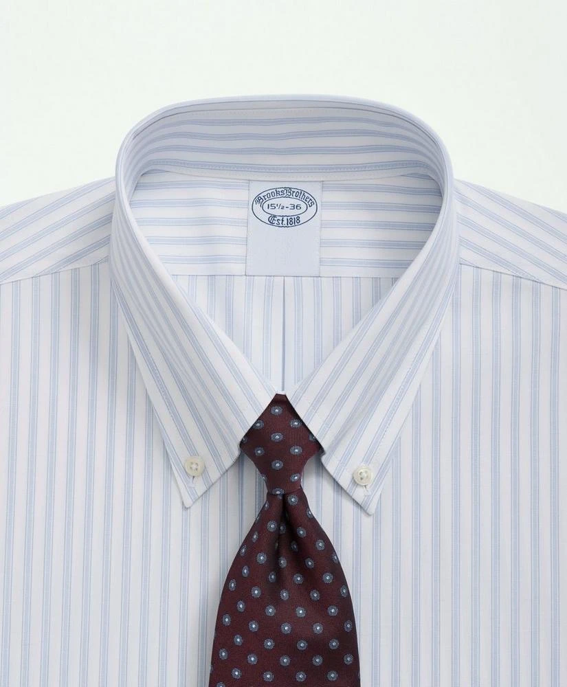 商品Brooks Brothers|Stretch Supima® Cotton Non-Iron Poplin Polo Button Down Collar Track Striped Dress Shirt,价格¥873,第2张图片详细描述