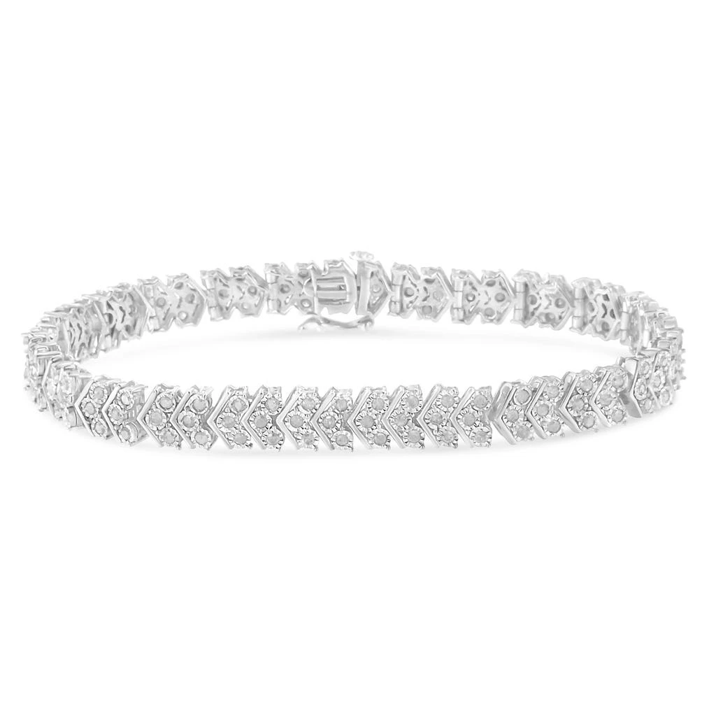 商品Haus of Brilliance|.925 Sterling Silver 2.0 Cttw Diamond Miracle-Set Nested Chevron Link 7" Tennis Bracelet,价格¥4084,第1张图片