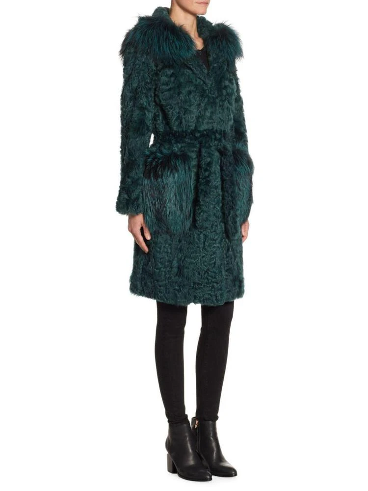 商品The Fur Salon|Kaglan Lamb Shearling & Fox Fur Trim Coat,价格¥12794,第1张图片