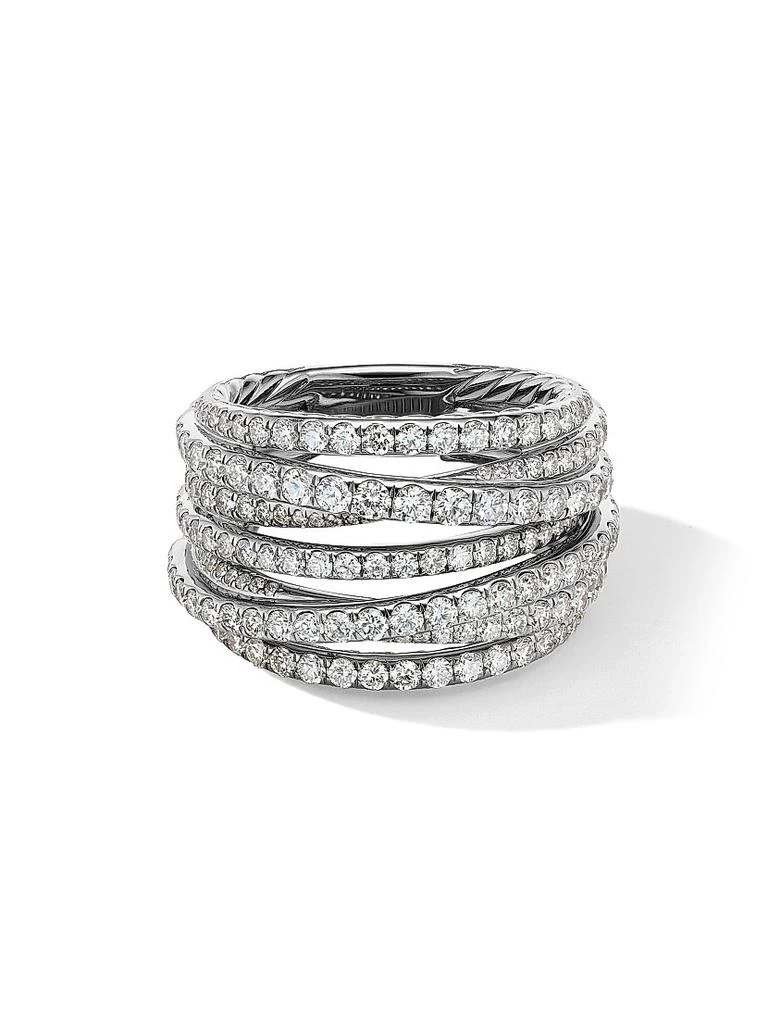 商品David Yurman|Pavé Crossover Ring in 18K White Gold,价格¥67343,第1张图片