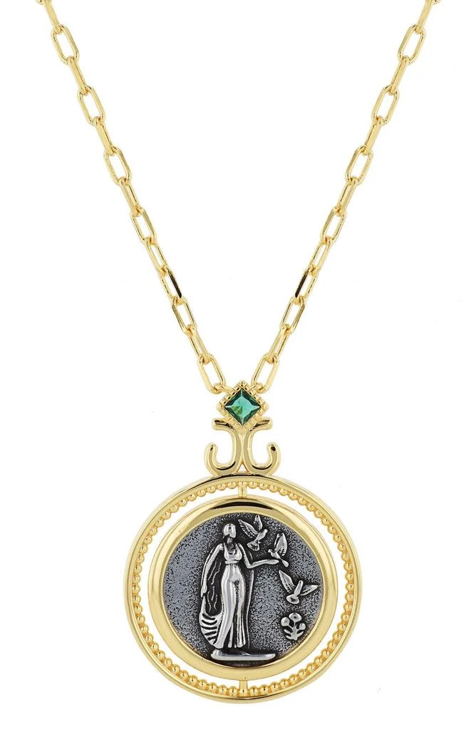 商品Savvy Cie Jewels|18K Gold Plate Aphrodite Coin Pendant Necklace,价格¥188,第1张图片