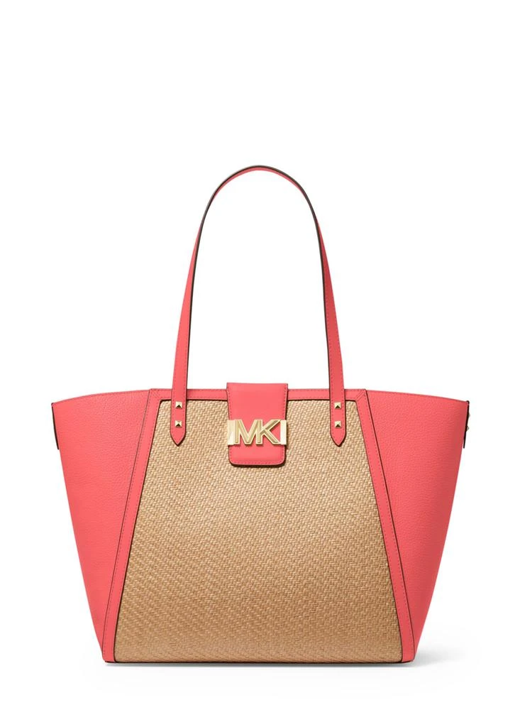 商品Michael Kors|Karlie large straw and pebbled leather tote bag,价格¥1644,第1张图片