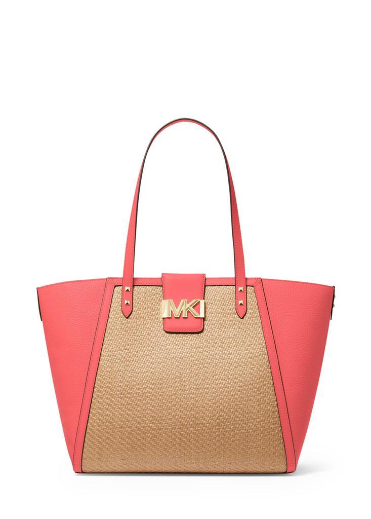 商品Michael Kors|Karlie large straw and pebbled leather tote bag,价格¥1274,第1张图片