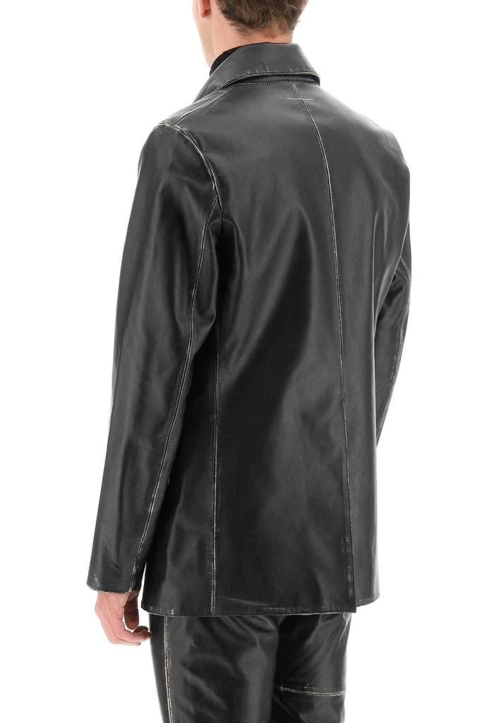 商品MM6|WORN-OUT EFFECT LEATHER JACKET,价格¥5397,第4张图片详细描述