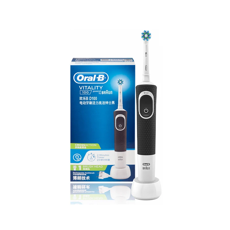 商品[国内直发] Oral-B|ORAL-B/欧乐B 新款电动牙刷活力亮洁成人款 D100 	 黑色,价格¥204,第1张图片