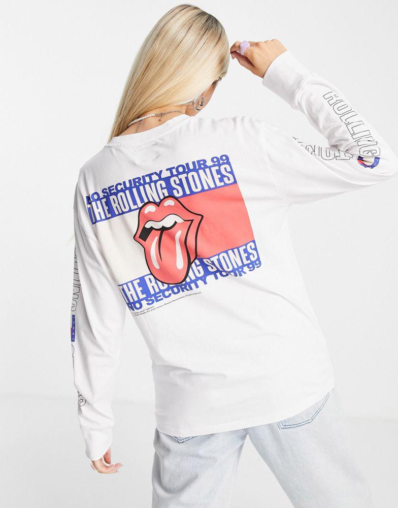 Tommy Jeans x Music Edition Rolling Stones long sleeve t-shirt in white商品第4张图片规格展示