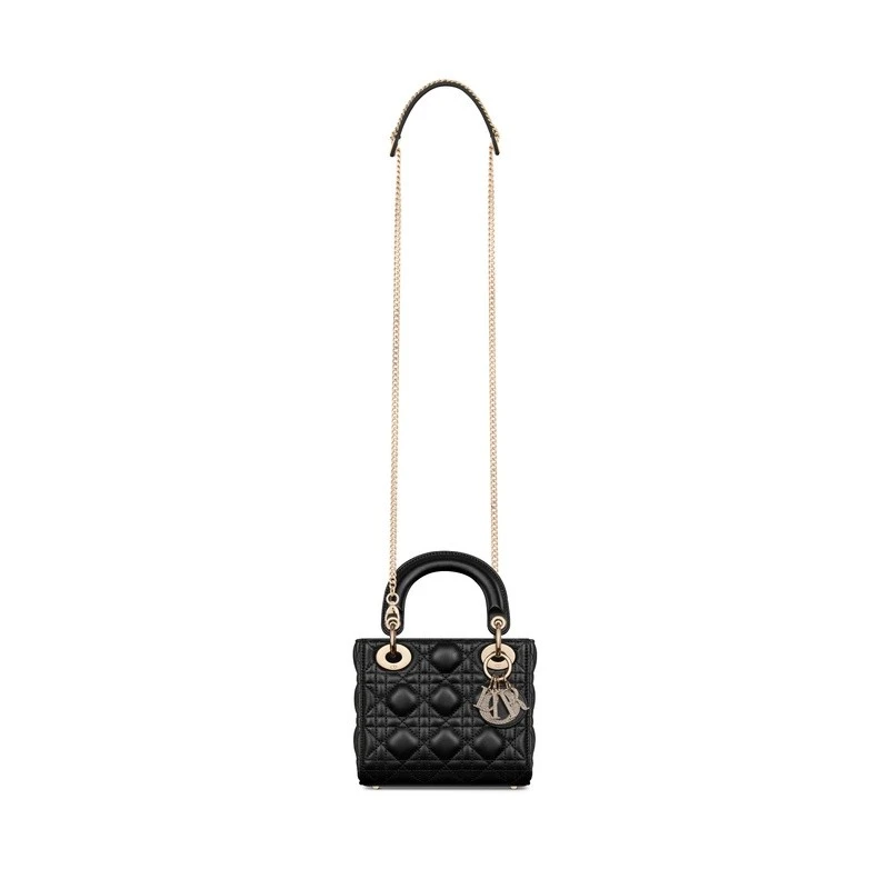 Dior 迪奥 Lady Dior系列女士黑色羊皮手提包 商品