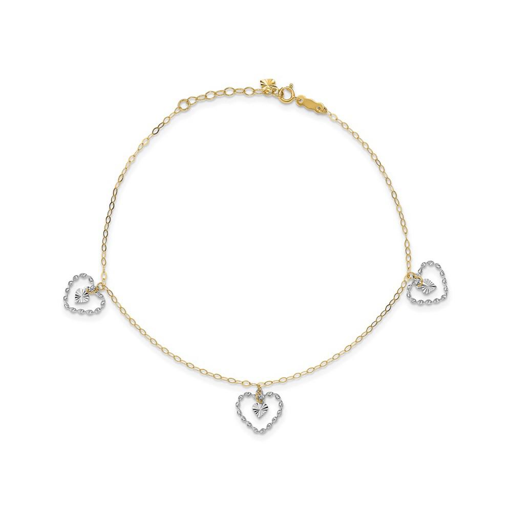 Heart Anklet in 14k Yellow and White Gold商品第1张图片规格展示