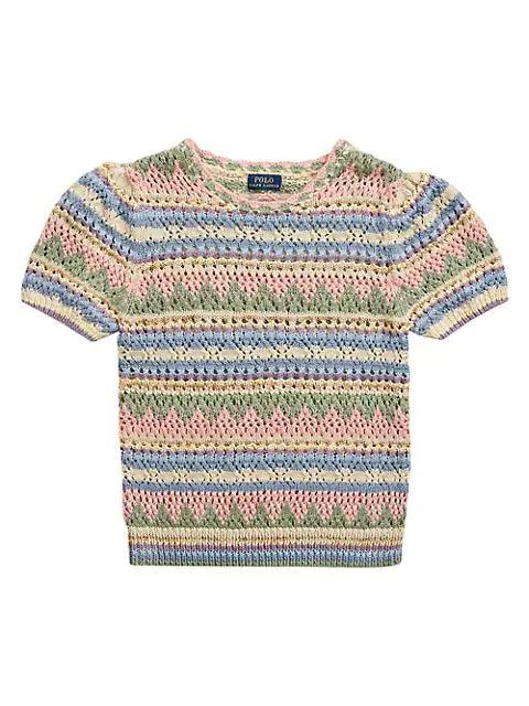 商品Ralph Lauren|Pointelle Stripe Crochet Sweater,价格¥2192,第1张图片