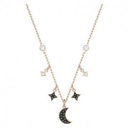 商品Swarovski|Swarovski施华洛世奇Duo Moon 项链黑色镀玫瑰金色,价格¥928,第1张图片