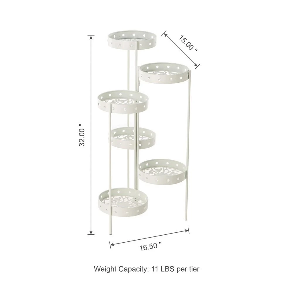 Foldable Multi-Tiered Round Metal Planter Stand, 32.25" 商品