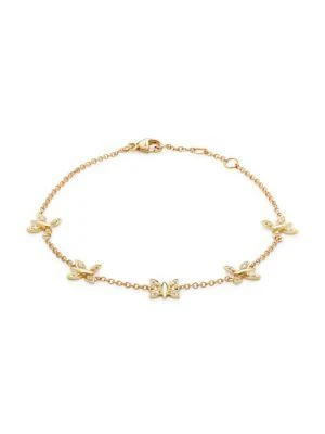 商品Saks Fifth Avenue|14K Yellow Gold & 0.12 TCW Diamond Butterfly Station Bracelet,价格¥3113,第1张图片