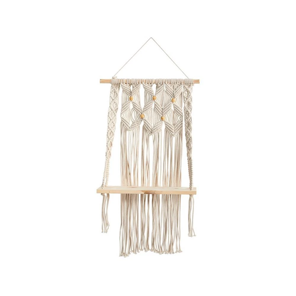 商品NEARLY NATURAL|Handmade Boho Wall Hanging with Shelf, 2.5' x 1.5',价格¥261,第1张图片