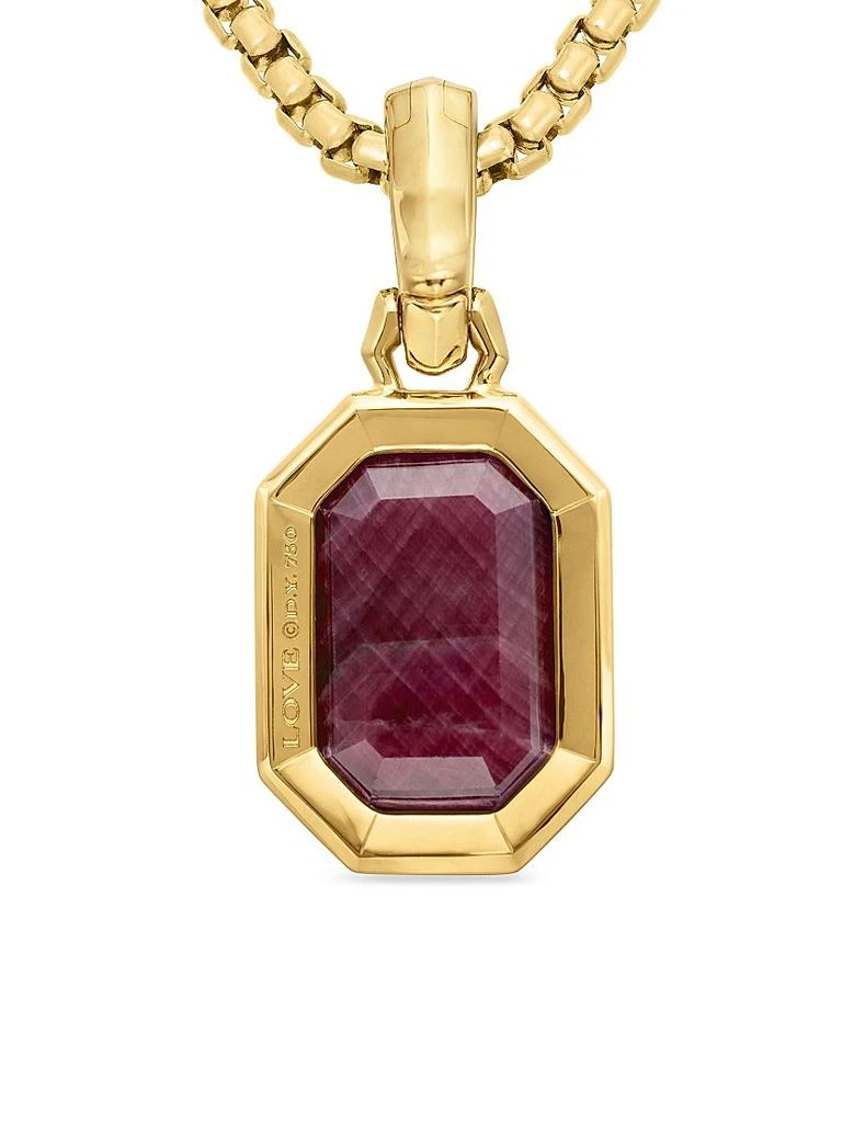 Emerald Cut Amulet in 18K Yellow Gold with Indian Ruby, 16MM 商品