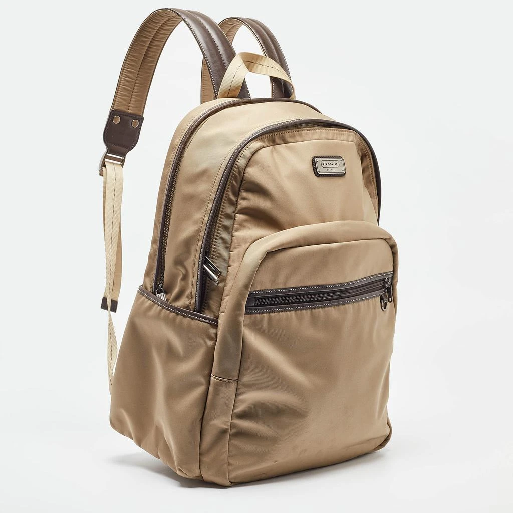 商品[二手商品] Coach|Coach Beige/Brown Leather and Nylon Backpack,价格¥1367,第3张图片详细描述