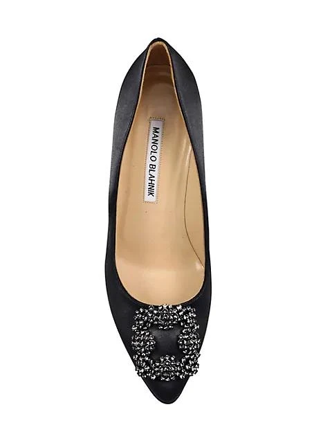 商品Manolo Blahnik|Hangisi 70 水钻扣绸缎高跟鞋,价格¥7490,第4张图片详细描述