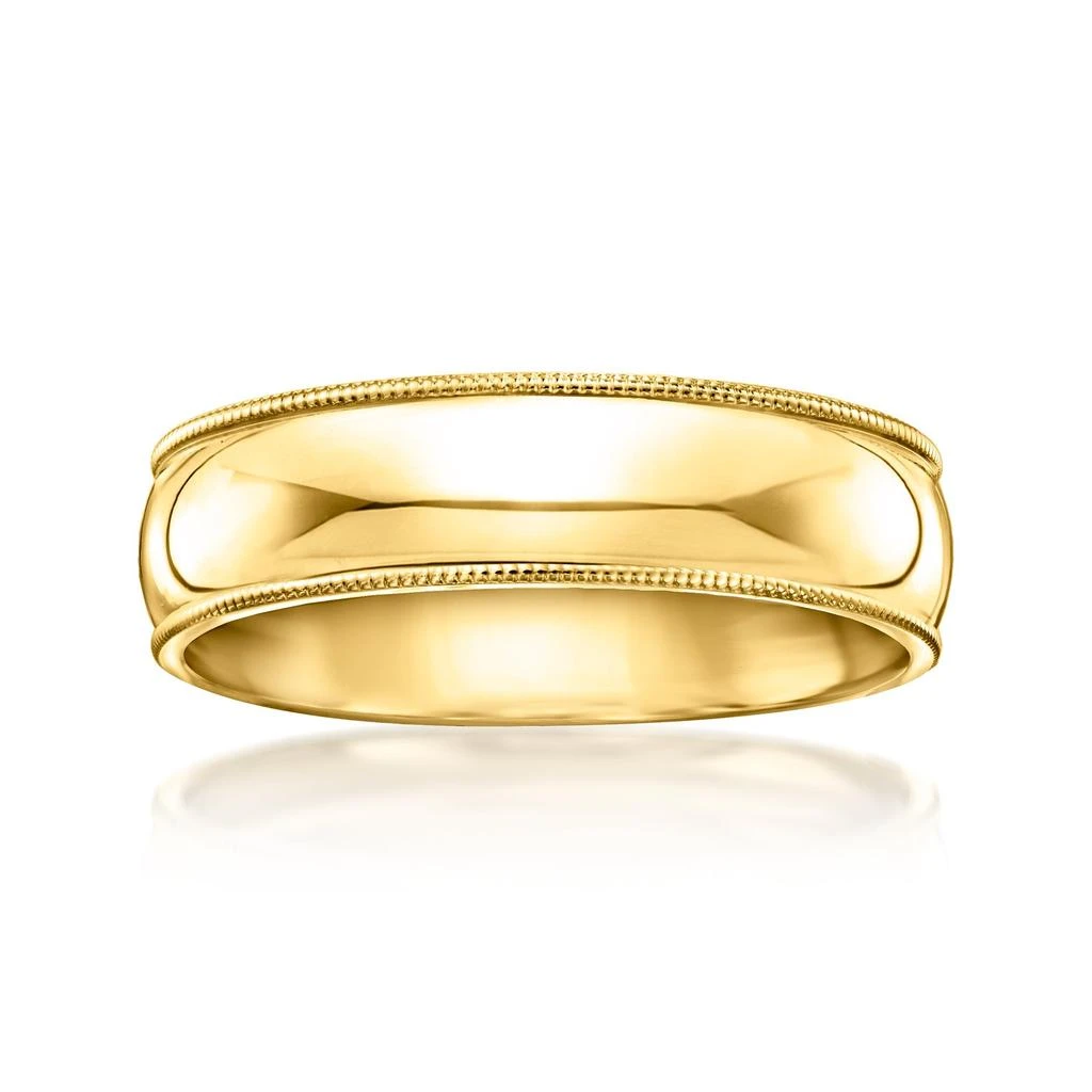 商品Ross-Simons|Men's 6mm 14kt Yellow Gold Milgrain Wedding Ring,价格¥10403,第1张图片