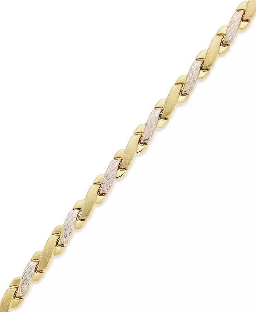 商品Macy's|10k Gold and White Gold Bracelet, Two-Tone X Bracelet,价格¥4338,第1张图片